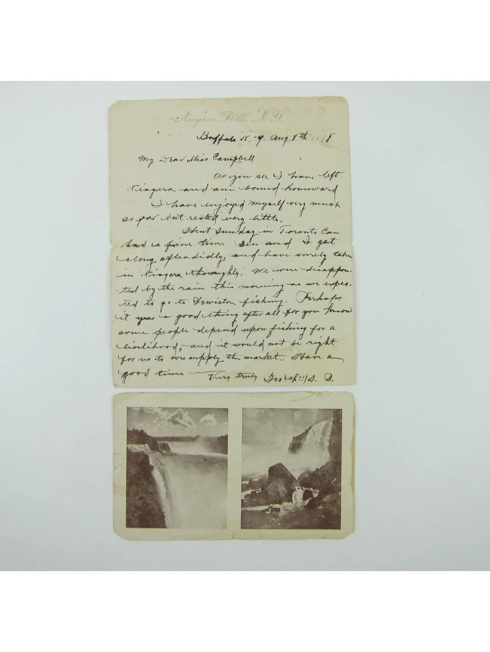 Antique Letter Postcard Niagara Falls 1898 Anna Campbell Greenfield Indiana
